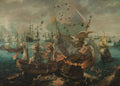 The Battle of Gibraltar — explosion of the Spanish flagship, oil painting attributed to Cornelis Claesz. van Wieringen