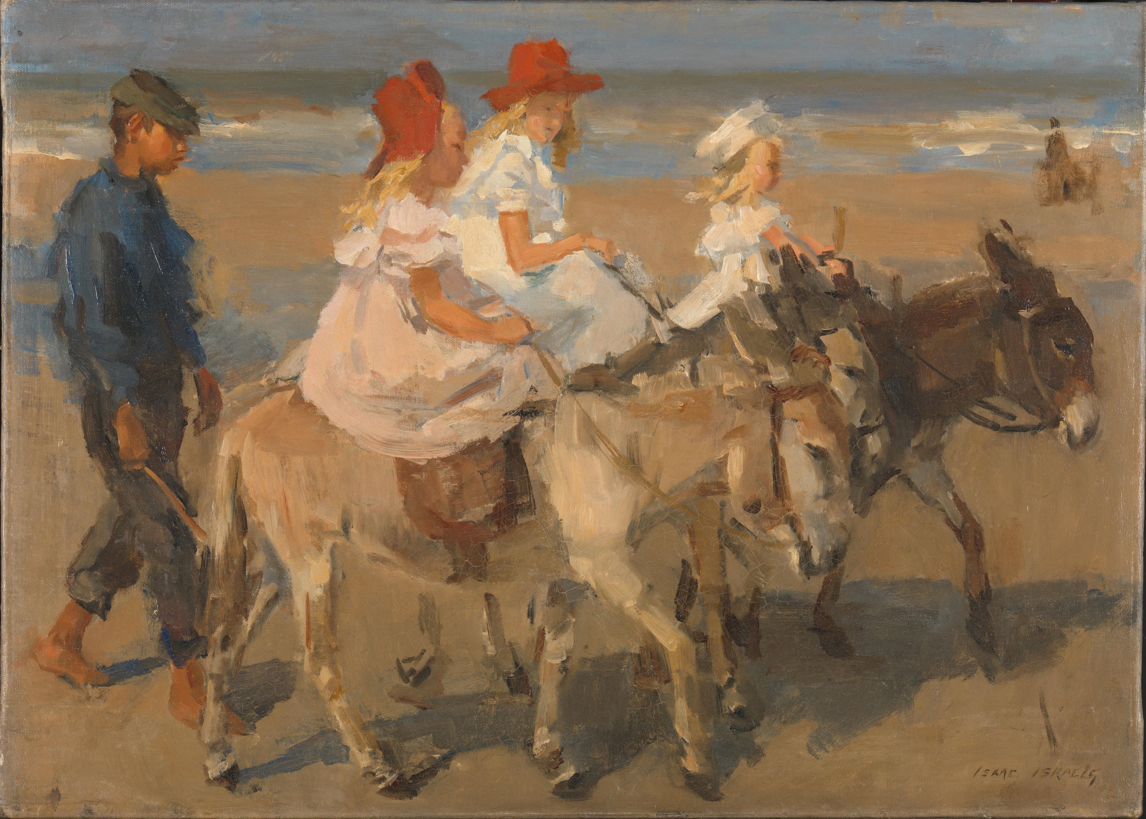 Morning Ride on the Sands — Donkey Riding on the Beach, oil painting by Isaac Israels