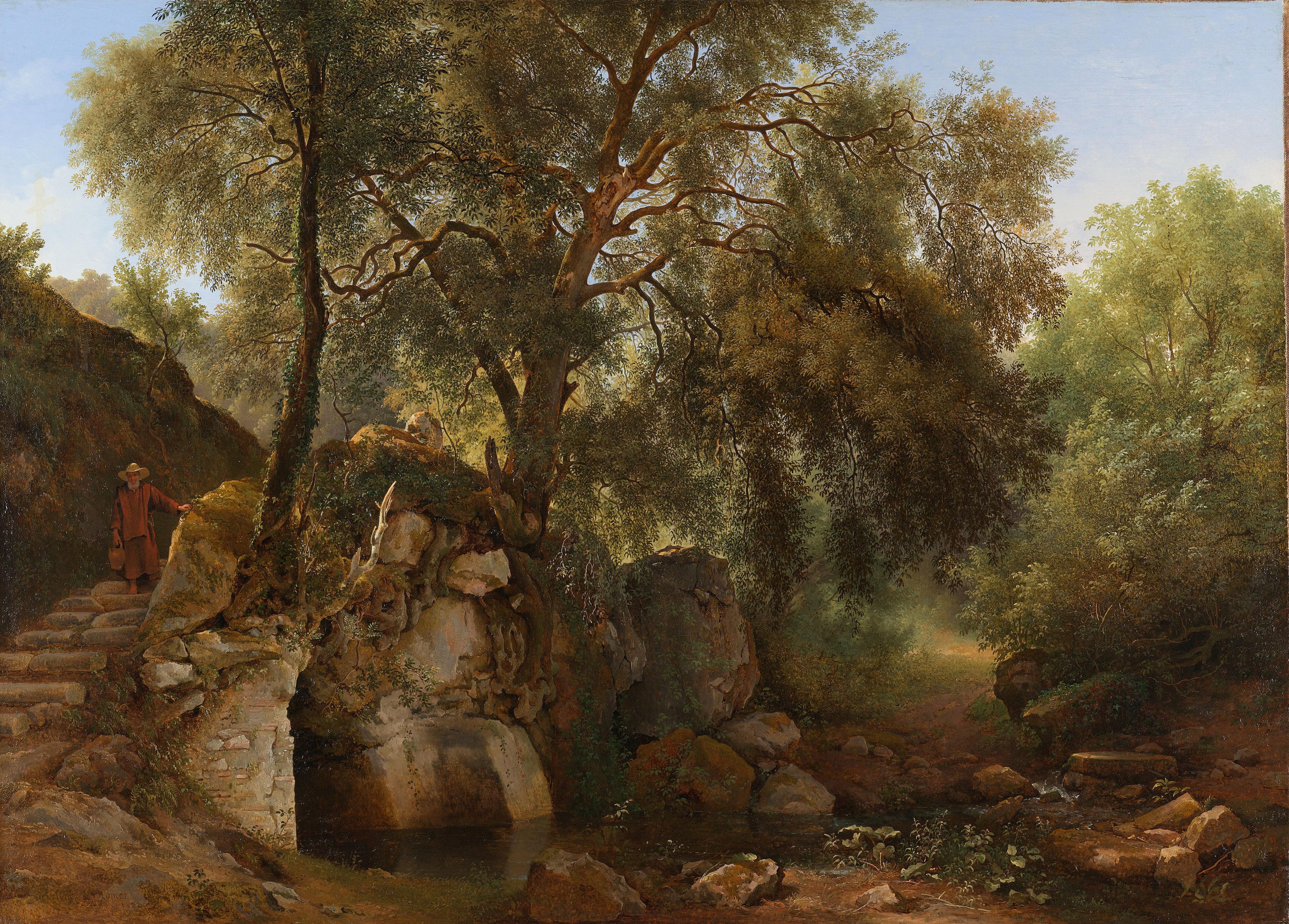 In the Park of Villa Chigi — oil painting by Abraham Teerlink, 1822